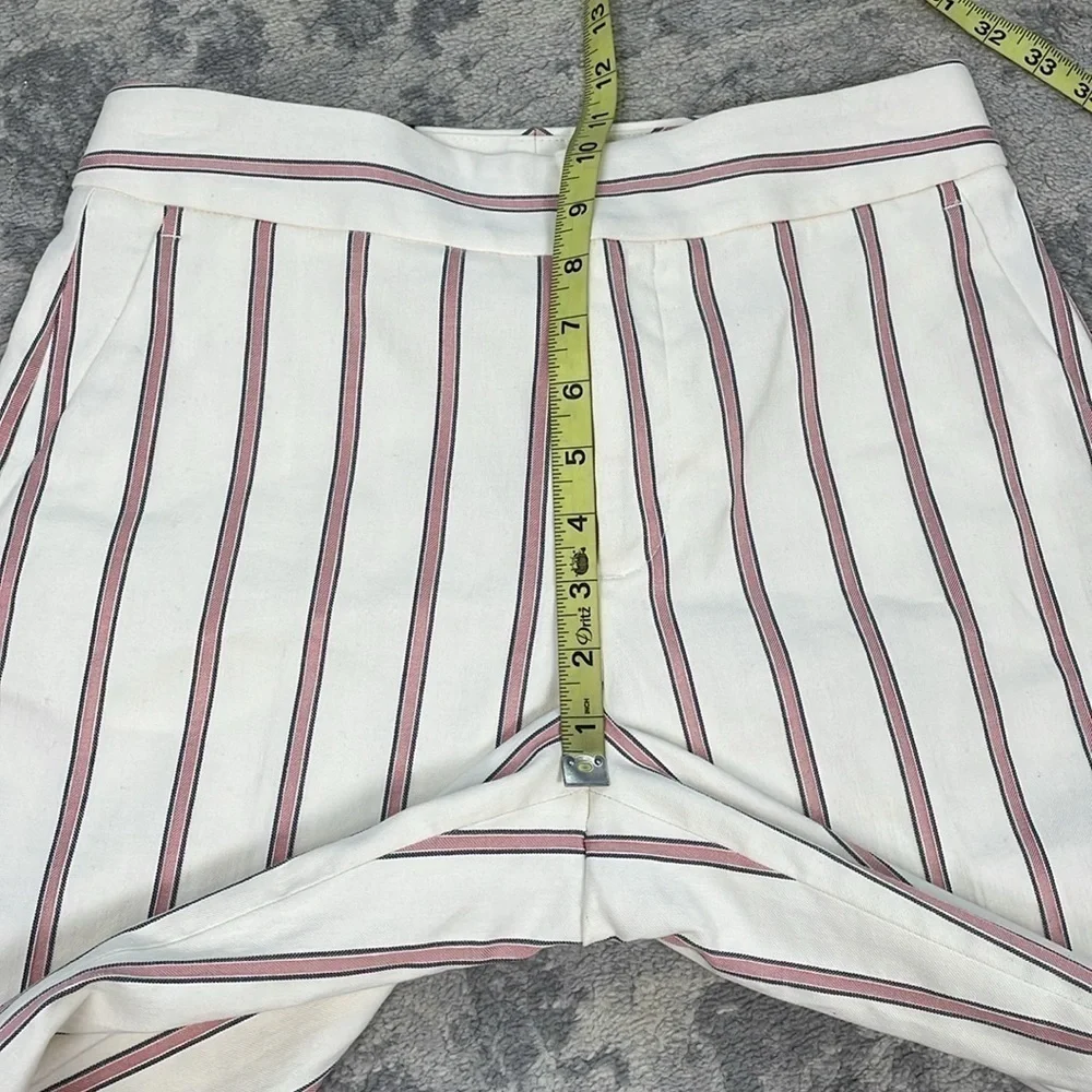 NWT Banana Republic High Rise Wide Leg Crop Pants Linen Blend White Red Stripe